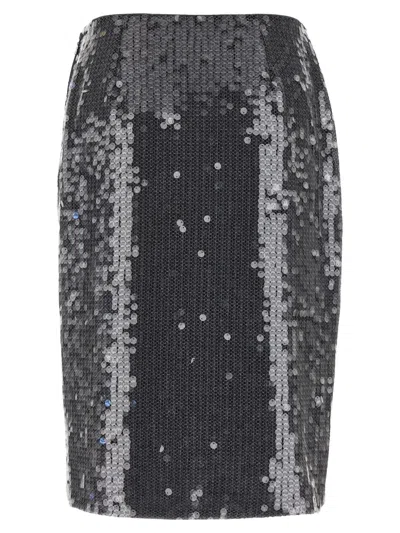 Rotate Birger Christensen Rotate Fitted Grey Skirt With Shimmering Sequin Design In Blue