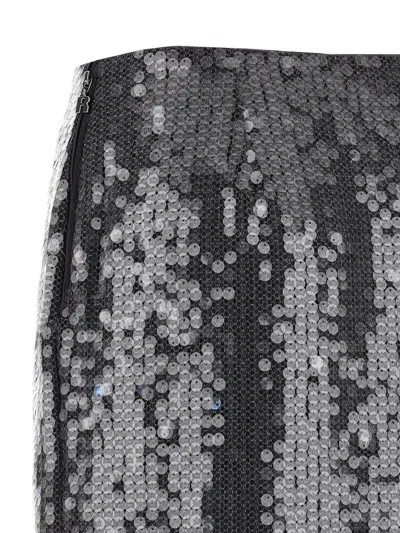Rotate Birger Christensen Rotate Fitted Grey Skirt With Shimmering Sequin Design In Blue