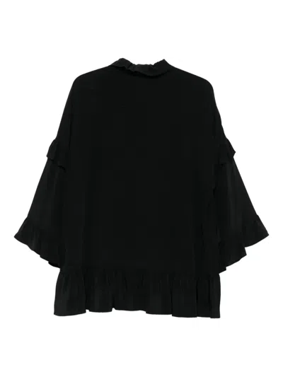 P.a.r.o.s.h Ruffled Tie-neck Top In Black