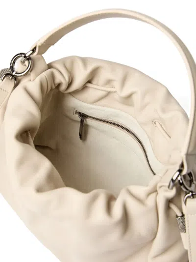Brunello Cucinelli Women Bucket Mellow Small Leather Handbag In Neutral
