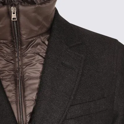 Herno Wool Coats Featuring Back Vent In Gray
