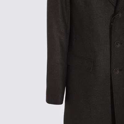 Herno Wool Coats Featuring Back Vent In Gray