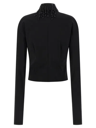 Alberta Ferretti Embellished Collar Fitted Silhouette Long Sleeves In Black