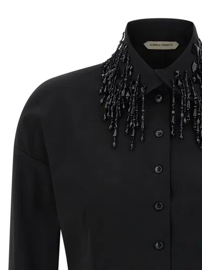 Alberta Ferretti Embellished Collar Fitted Silhouette Long Sleeves In Black