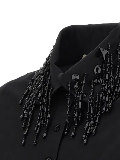 Alberta Ferretti Embellished Collar Fitted Silhouette Long Sleeves In Black