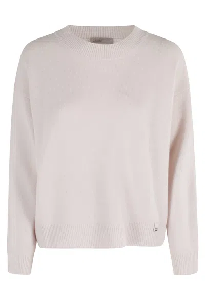 Herno Chantilly Cashmere Blend Sweater With Ribbed Detailing In Pink