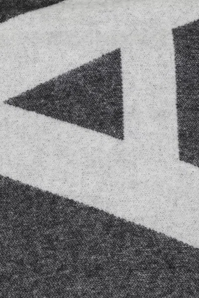 Apc A.p.c. Geometric Design Wool Scarf With Logo And Fringed Edges In Gray