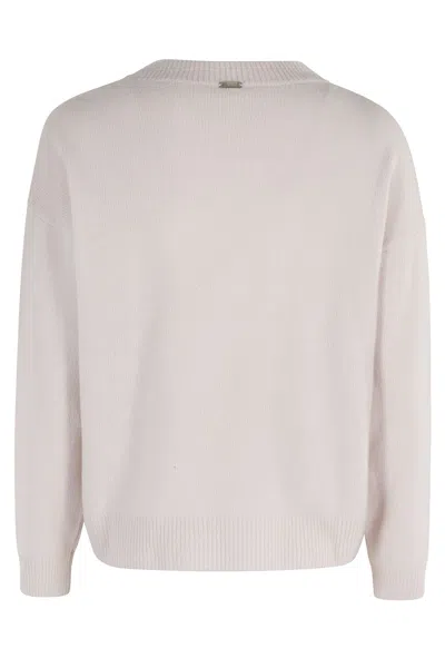 Herno Chantilly Cashmere Blend Sweater With Ribbed Detailing In Pink