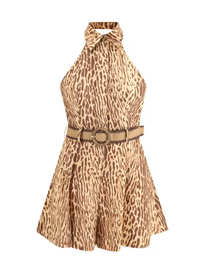 Zimmermann Leopard Short Dress In Multi