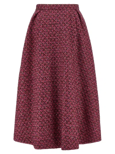 Alessandra Rich Tweed A-line High-waisted Midi Skirt In Purple