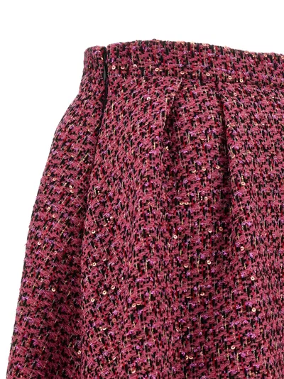 Alessandra Rich Tweed A-line High-waisted Midi Skirt In Purple