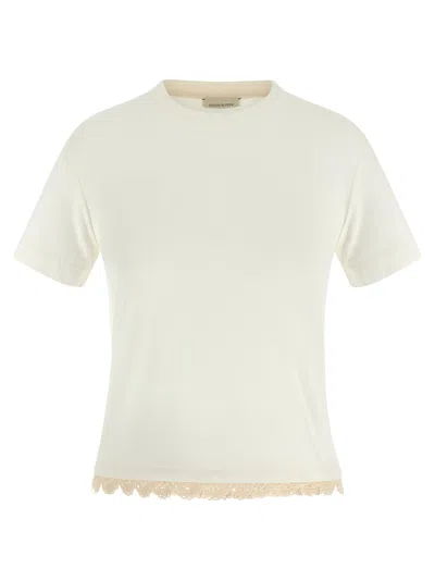 Magda Butrym Crew Neck Lace Trim Plain T-shirt In White