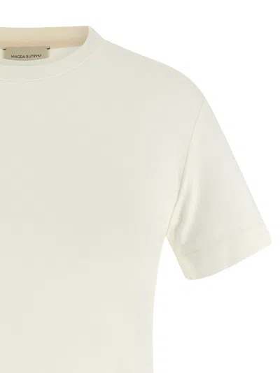 Magda Butrym Crew Neck Lace Trim Plain T-shirt In White