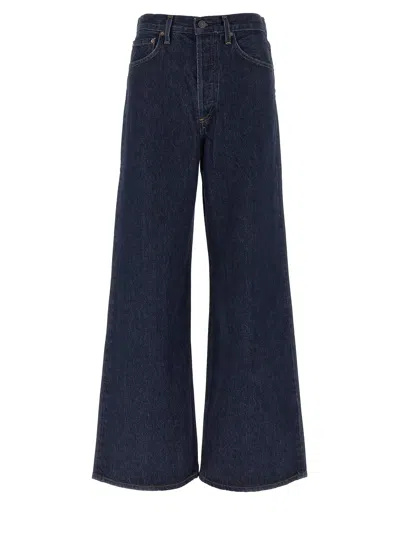 Agolde Lady's Wide-leg Jeans With Five Pockets In Blue