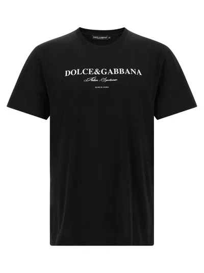 Dolce & Gabbana Graphic Crew Neck T-shirt With Short Sleeves In Black