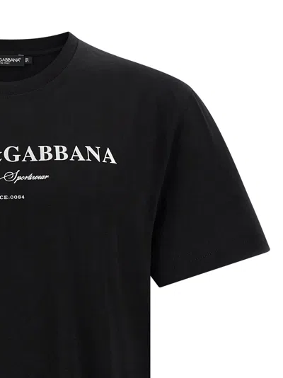 Dolce & Gabbana Graphic Crew Neck T-shirt With Short Sleeves In Black
