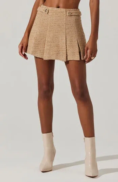 Astr The Label Bronwyn Pleated Tweed Miniskort In Brown