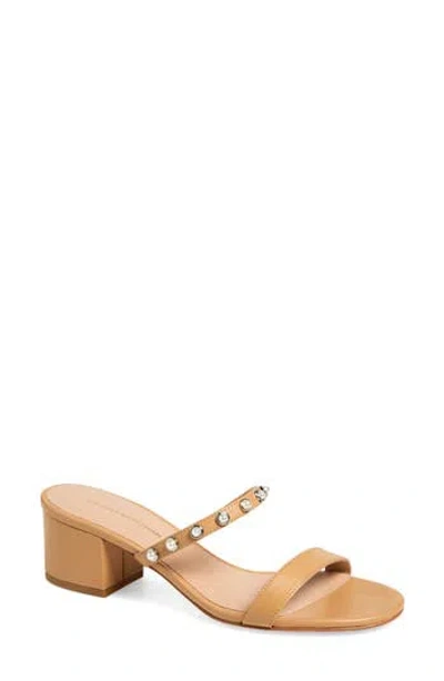Stuart Weitzman Pearly Strap Block Slide 50 Sandal In Brown