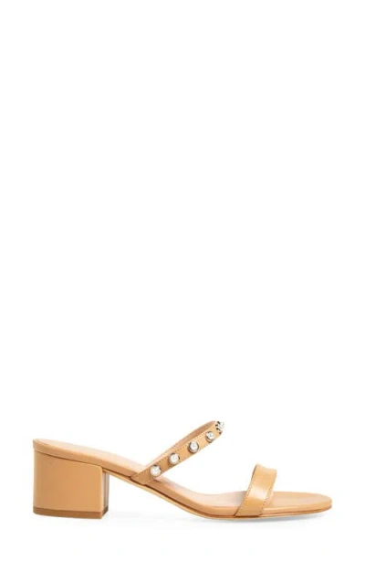 Stuart Weitzman Pearly Strap Block Slide 50 Sandal In Brown