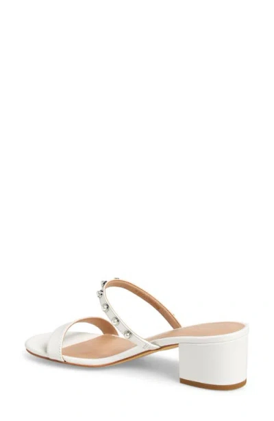Stuart Weitzman Pearly Strap Block Slide 50 Sandal In White