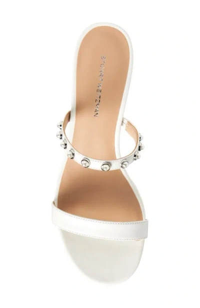 Stuart Weitzman Pearly Strap Block Slide 50 Sandal In White