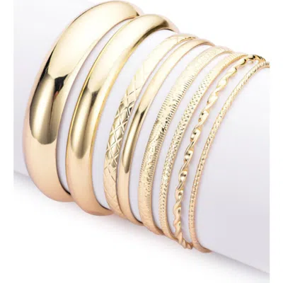 Adornia Set Of 7 Assorted Bangle Bracelets In Gold