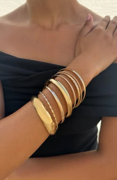 Adornia Set Of 7 Assorted Bangle Bracelets In Gold