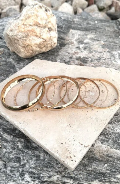 Adornia Set Of 7 Assorted Bangle Bracelets In Gold