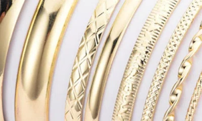 Adornia Set Of 7 Assorted Bangle Bracelets In Gold