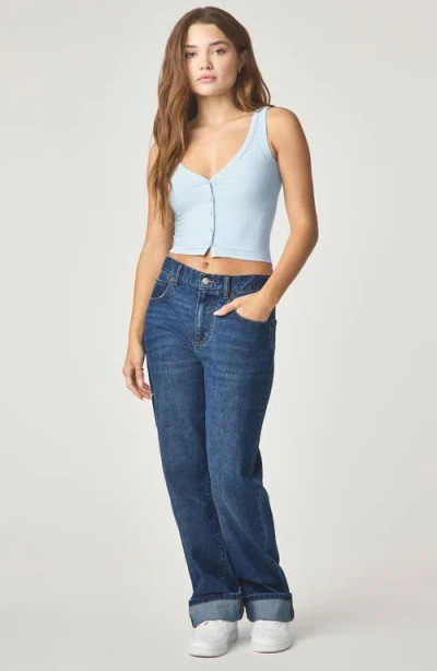 Florence By Mills Rib Button-up Tank Top In Blue