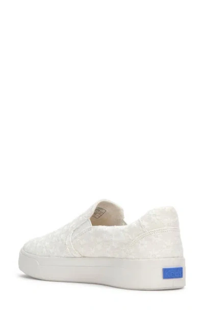 Keds Unisex|women's Pursuit Starburst Eyelet Slip On Canvas Sneakers In Snow White