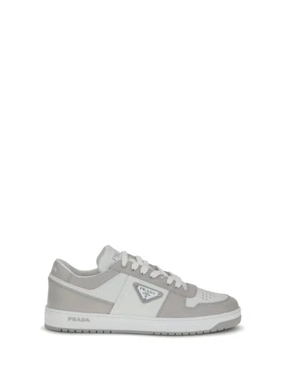 Prada Two-tone Leather Downtown Sneakers In Neutral