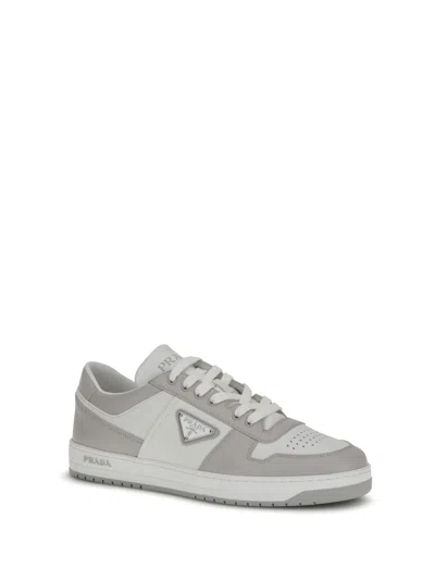 Prada Two-tone Leather Downtown Sneakers In Neutral