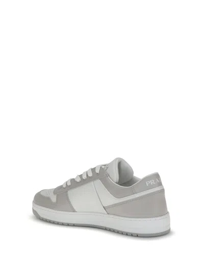 Prada Two-tone Leather Downtown Sneakers In Neutral