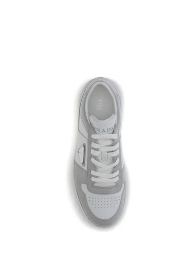 Prada Two-tone Leather Downtown Sneakers In Neutral