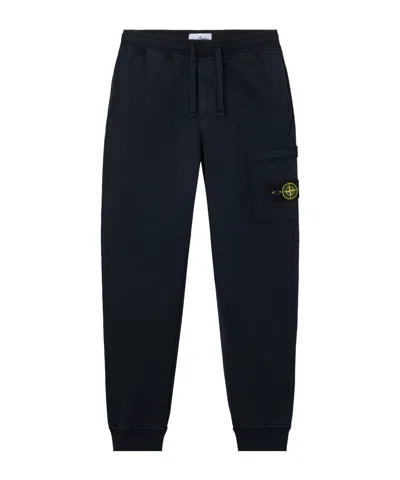 Stone Island Relaxed Fit Drawstring Elasticated Waistband Cotton-blend Sweatpants In Black