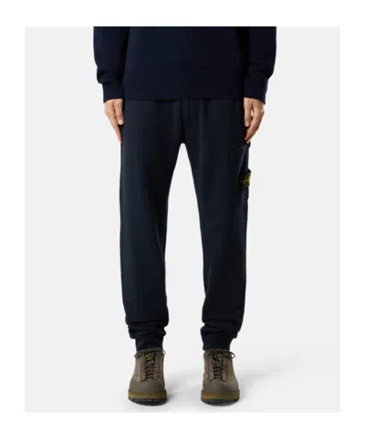 Stone Island Relaxed Fit Drawstring Elasticated Waistband Cotton-blend Sweatpants In Black