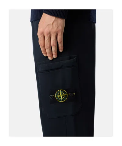Stone Island Relaxed Fit Drawstring Elasticated Waistband Cotton-blend Sweatpants In Black