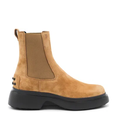 Tod's Camel Suede And Leather Boots In Multi