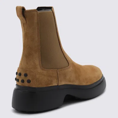 Tod's Camel Suede And Leather Boots In Multi