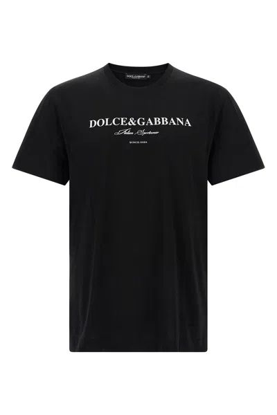 Dolce & Gabbana Graphic Crew Neck T-shirt With Short Sleeves In Black