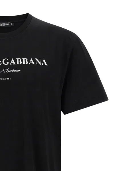 Dolce & Gabbana Graphic Crew Neck T-shirt With Short Sleeves In Black