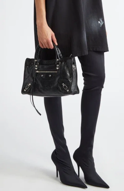 Balenciaga Small Le City Arena Lamb Bag In Black