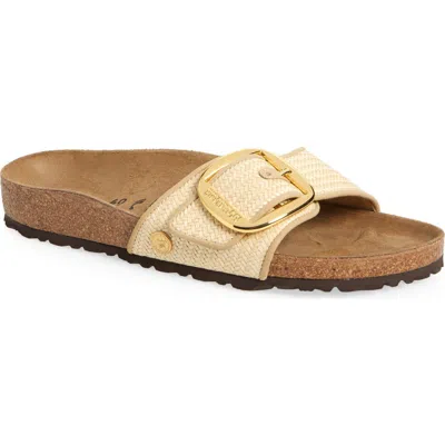 Birkenstock Madrid Big Buckle Raffia Slipper In Neutral