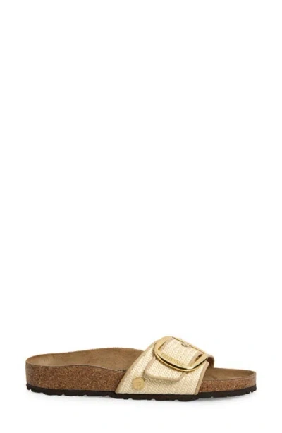 Birkenstock Madrid Big Buckle Raffia Slipper In Neutral