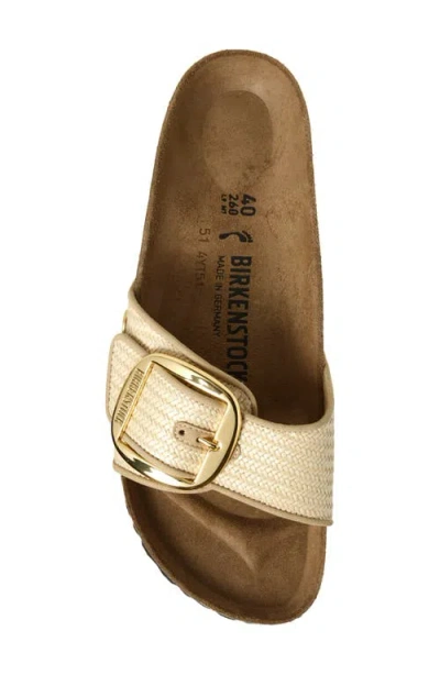 Birkenstock Madrid Big Buckle Raffia Slipper In Neutral
