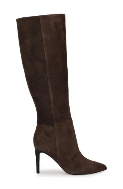Nine West Wnricky-wc Womens Solid Leather Knee-high Boots In Brown