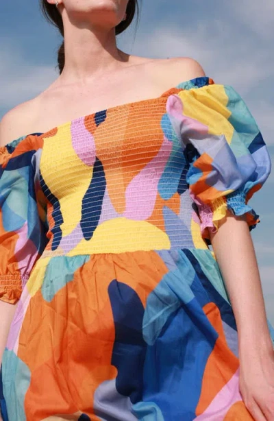 Jessie Zhao New York Women's Tropical Love Smocked Midi Dress In Multi