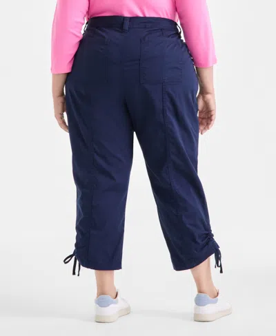 Style & Co Plus Size Tie-hem Cropped Utility Pants, Exclusively At Macy's In Blue