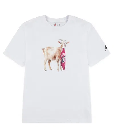 Jordan Boys' Mj Flt Goat Short Sleeved Crewneck Tee - Big Kid In White